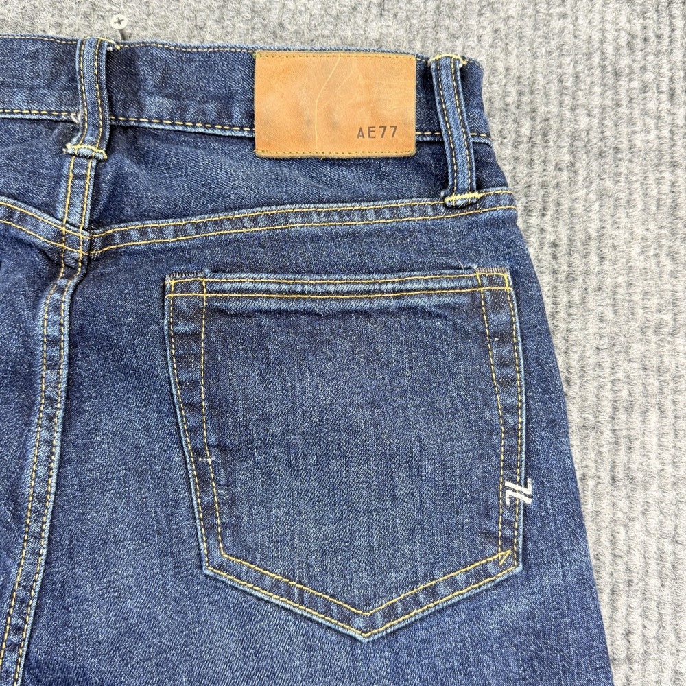 AE77 Classic‎ Selvedge Jeans Mens 27x30 Blue Medium Wash Straight Stretch Denim - Picture 10 of 16